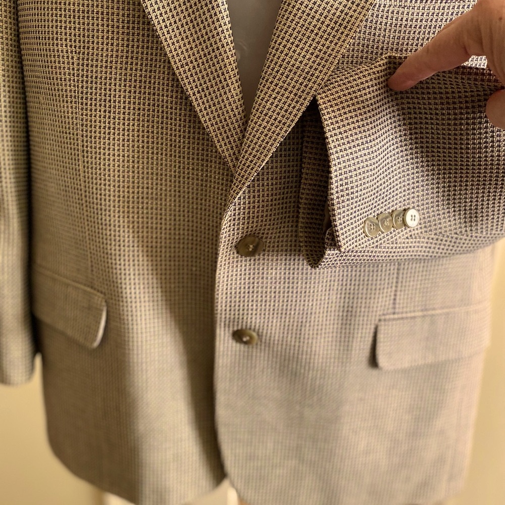 Albert Nipon Mens Navy/Cream Tiny Checkered Patte… - image 4